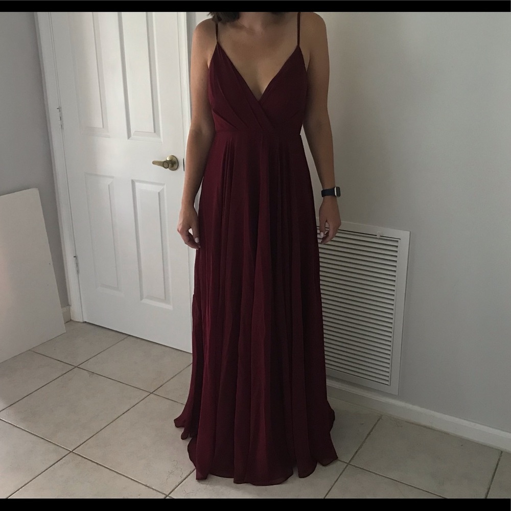 LuLus Formal Prom Dress Burgundy size L